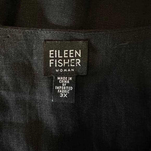 Eileen Fisher Woman Irish Linen Shift Midi Dress Black Size 3X Sleeveless - Picture 7 of 9